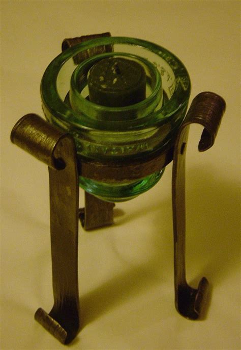 Forged Candle Holder Using Old Glass Insulator 02 2015 With Images