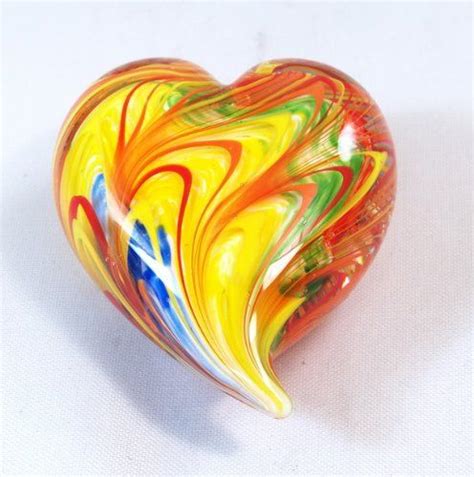 Hand Glass Art Dark Rainbow Ripple Heart Paperweight Pw 6002 Corazones Dibujos De Corazones