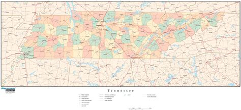 Tennessee Wall Map With Counties By Map Resources Mapsales