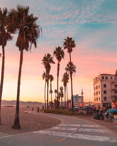 Pink Sunset At Venice Beach Los Angeles California Visitcalifornia