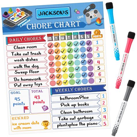 Buy Video Games Kids Chore Chart Sets Magnetic Good Behavior Schedule