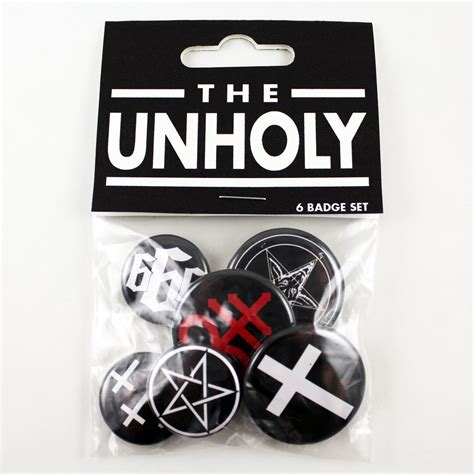 The Unholy 6 Badge Set Satan Occult Gothic Pinback Buttons 666