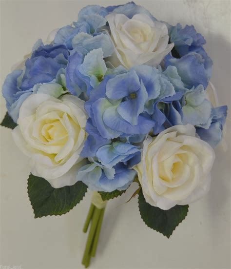 Keep your artificial wedding flowers forever, reuse them in your home decor, and forget about allergies. wedding flowers blue hydrangias | SILK WEDDING BOUQUET ...