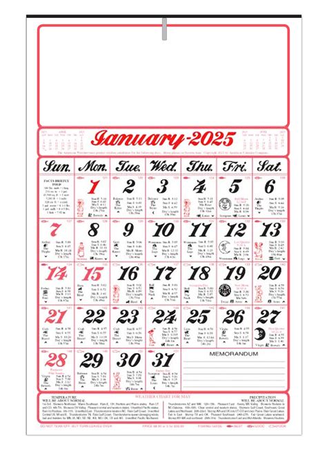 6 Sheet Monthly Almanac Calendar 11x17