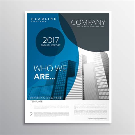 Blue Business Brochure Cover Page Template Design With Curve Sha
