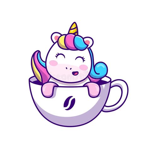 Cute Unicorn Cup Coffee Cartoon Vector Illustration Stock Illustration