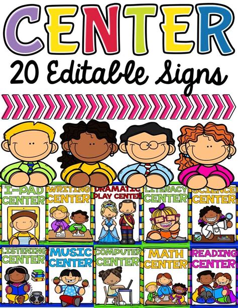 Use These 20 Editable Classroom Center Signs Featuring Supporting