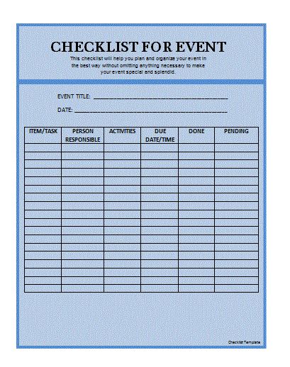 Click here to download the excel template. Checklist Templates | 37+ Free Printable Word, Excel & PDF ...