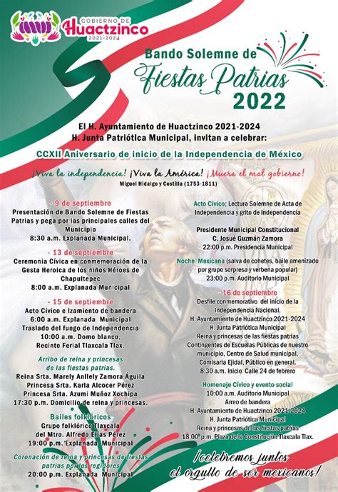 Bando Solemne De Fiestas Patrias 2022 Gobierno De Huactzinco