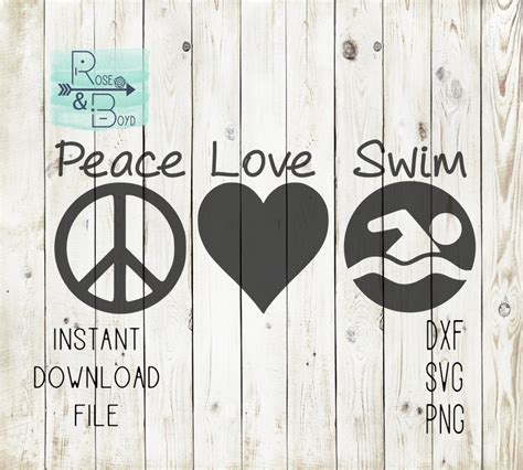 Peace Love Swim Cut File Svg Dxf Png Digital Download File Etsy