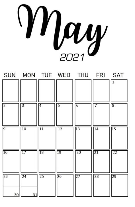Cute May 2021 Calendar Free Resume Templates