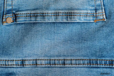 Jeans Back Pocket Close Up Denim Blue Stitching On Jeans Stock Photo