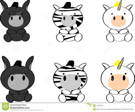 Cute Baby Animals Cartoon Set9 Stock Vector Illustration