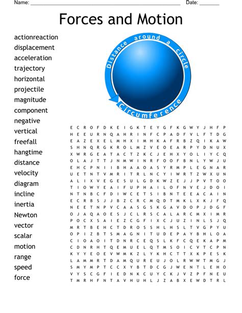 Forces And Motion Word Search Wordmint