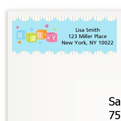 Baby Blocks Blue Baby Shower Return Address Labels Baby Shower Return