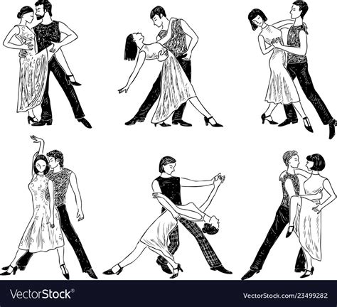 Sketches Of The Dancing Couples Royalty Free Vector Image
