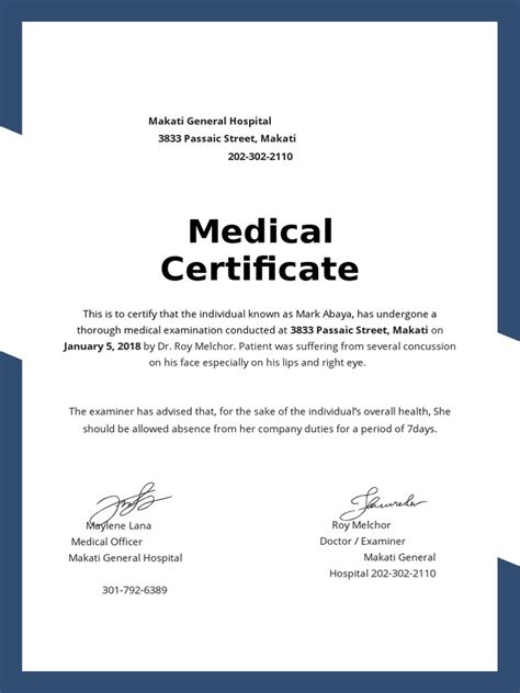 Medical Certificate Template Pdf
