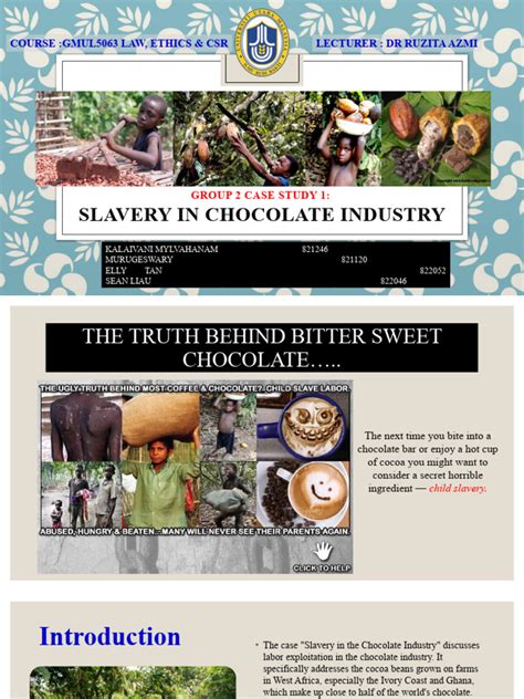 Presentation Child Slavery In Chocolate Industry Final Pdf
