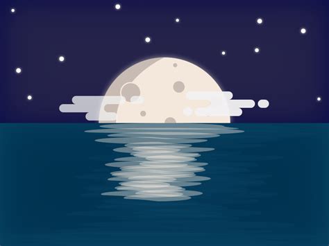 Get Moon Water Reflection Drawing Images Reflex