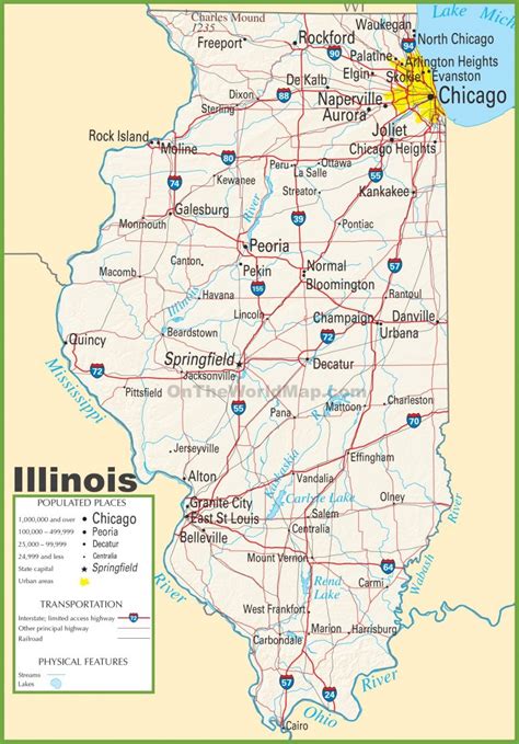 Illinois Highway Map Printable Map Of Illinois Printable Maps
