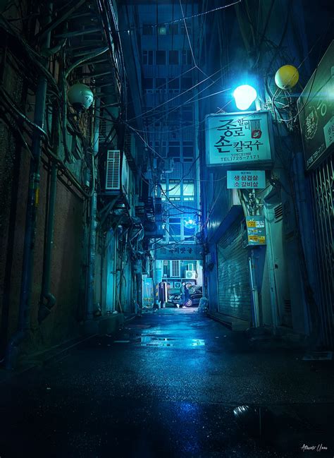 Cyberpunk Alley In Seoul Street Background Cyberpunk City Dark City