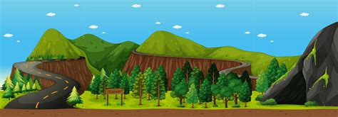 Scene With Roads To The Mountain 413619 Vector Art At Vecteezy