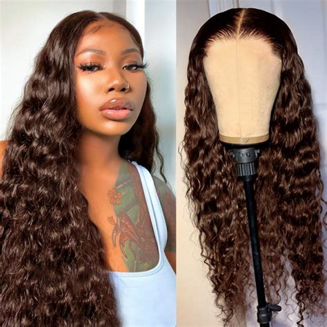 Chocolate Brown Wigs Human Hair Loose Deep Wave Lace Front Wigs For Sale Wiggins Hair