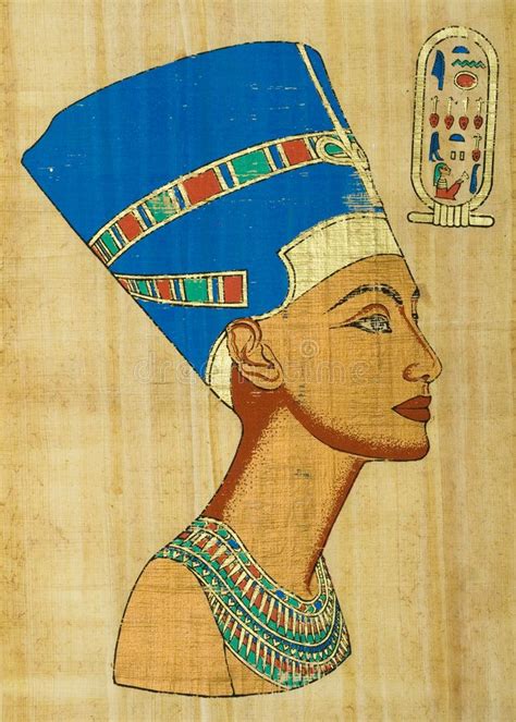Nefertiti Egyptian Papyrus With Portrait Nefertiti Spon Egyptian