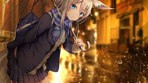 2560x1440 Anime Girl Umbrella Rain 1440p Resolution Hd 4k