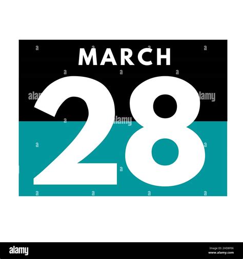 March 28 Flat Daily Calendar Icon Date Day Month Calendar For The