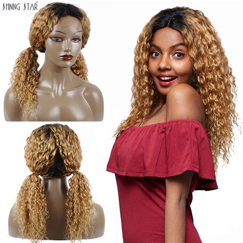Ombre Honey Blonde Brazilian Water Wave Wigs For Black Women Colored B