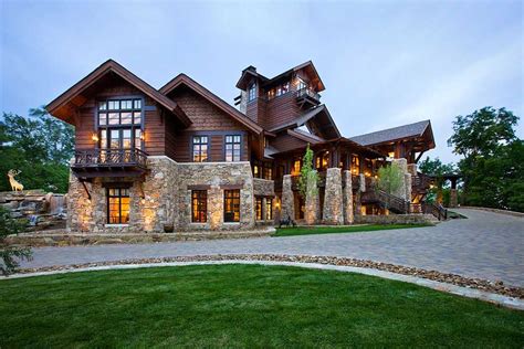 Contemporary Log Home Well Lit Courtesy Roger Wade Studios