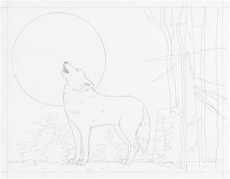 Learn How To Draw A Wolf Howling At The Moon Step By Step