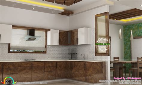 Dining Kitchen Living Room Interior Designs Kerala Home Design And