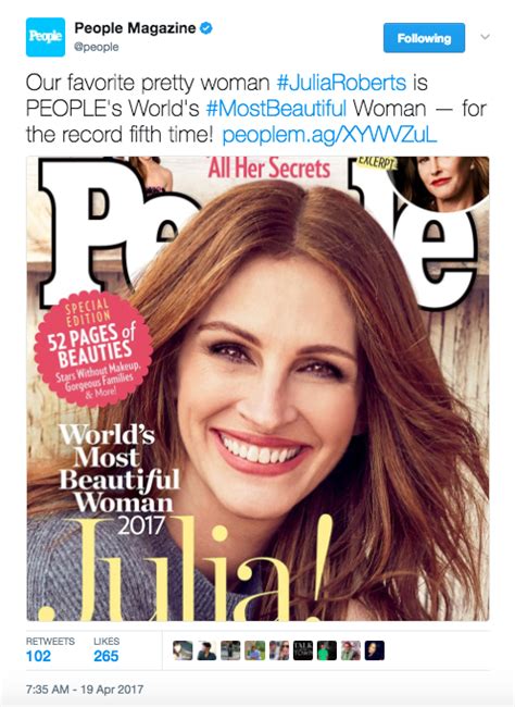 Julia Roberts Is People Magazines Most Beautiful Woman Bazaar Daily News