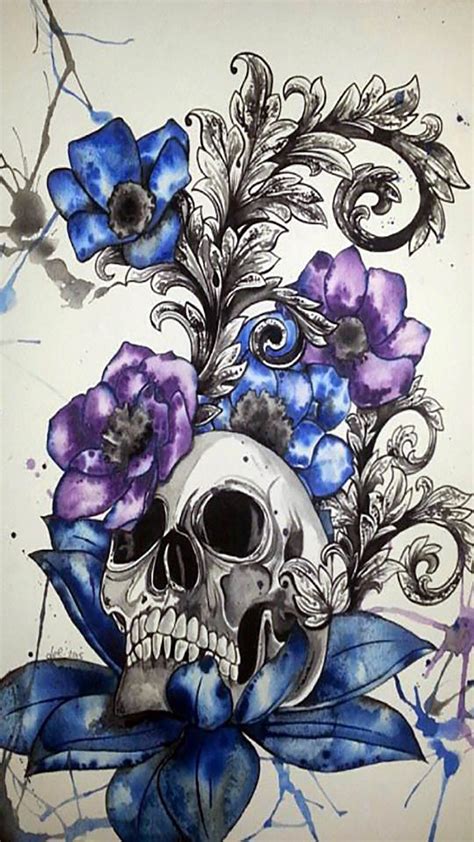 Feminine Sugar Skull Wallpaper Android | Skull rose tattoos, Skull