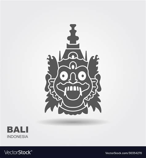 Barong Traditional Ritual Balinese Mask Flat Vector Image