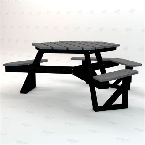 Super Sales Frog Furnishings 6 Hexagon Picnic Table Recycled Plastic Gray Free Shipping