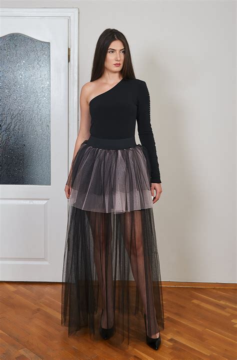 Long Black Tulle Skirt Maxi Long Tulle Skirt Plus Size Tulle Etsy