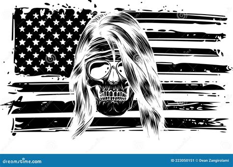 Vector Illustartion Of Skull With American Flag Stock Vector