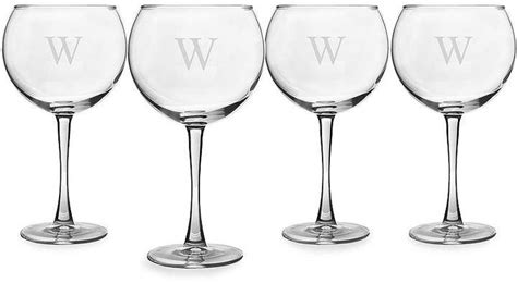 Cathy S Concepts Cathys Concepts Monogram Etched Glass Set Of 4 Personalizable Wine Glasses
