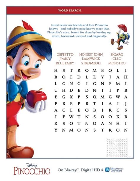 Free Printable Pinocchio Worksheets
