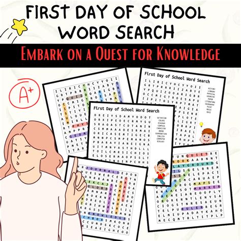 First Day Of School Word Search Back To School Fun For All Grades