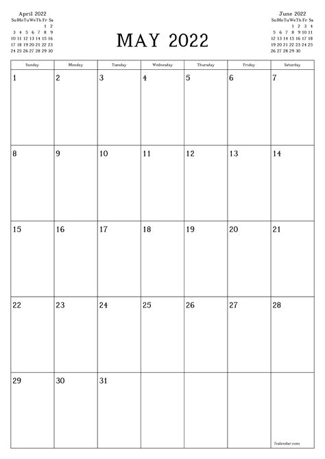 A4 Calendar 2022 Printable