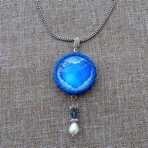 Blue Heart Necklace Pendant Jewelry Handmade от Vialatteaart Pendant