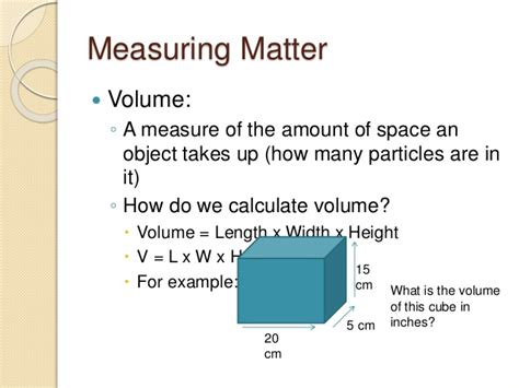 In geometry we can calculate the volume of certain objects such as a ball or a box. Physical Science Powerpoint (Grade 8: Class A and Class B)