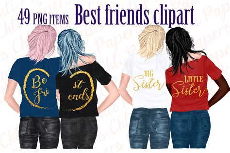 Best friends bff tekening makkelijk : Best Friends Clipart,Custom Besties | Pre-Designed Photoshop Graphics ~ Creative Market