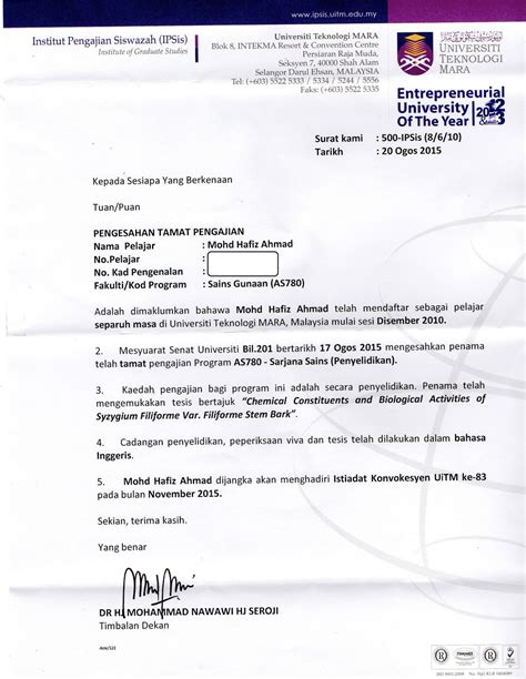 Saya yang bernama seperti di atas dengan ini mengaku bahawa saya bersetuju akan mematuhi segala peraturan surat aku janji pelajar. Contoh Surat Berhenti Uitm - Contoh Surat