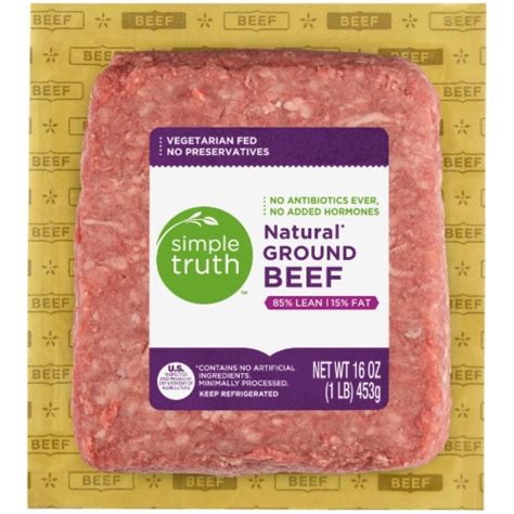 Simple Truth 85 Lean Natural Ground Beef 1 Lb Smiths Food And Drug