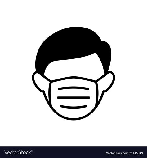Man With Medical Mask Icon Avoid Covid 19 Vector Image
